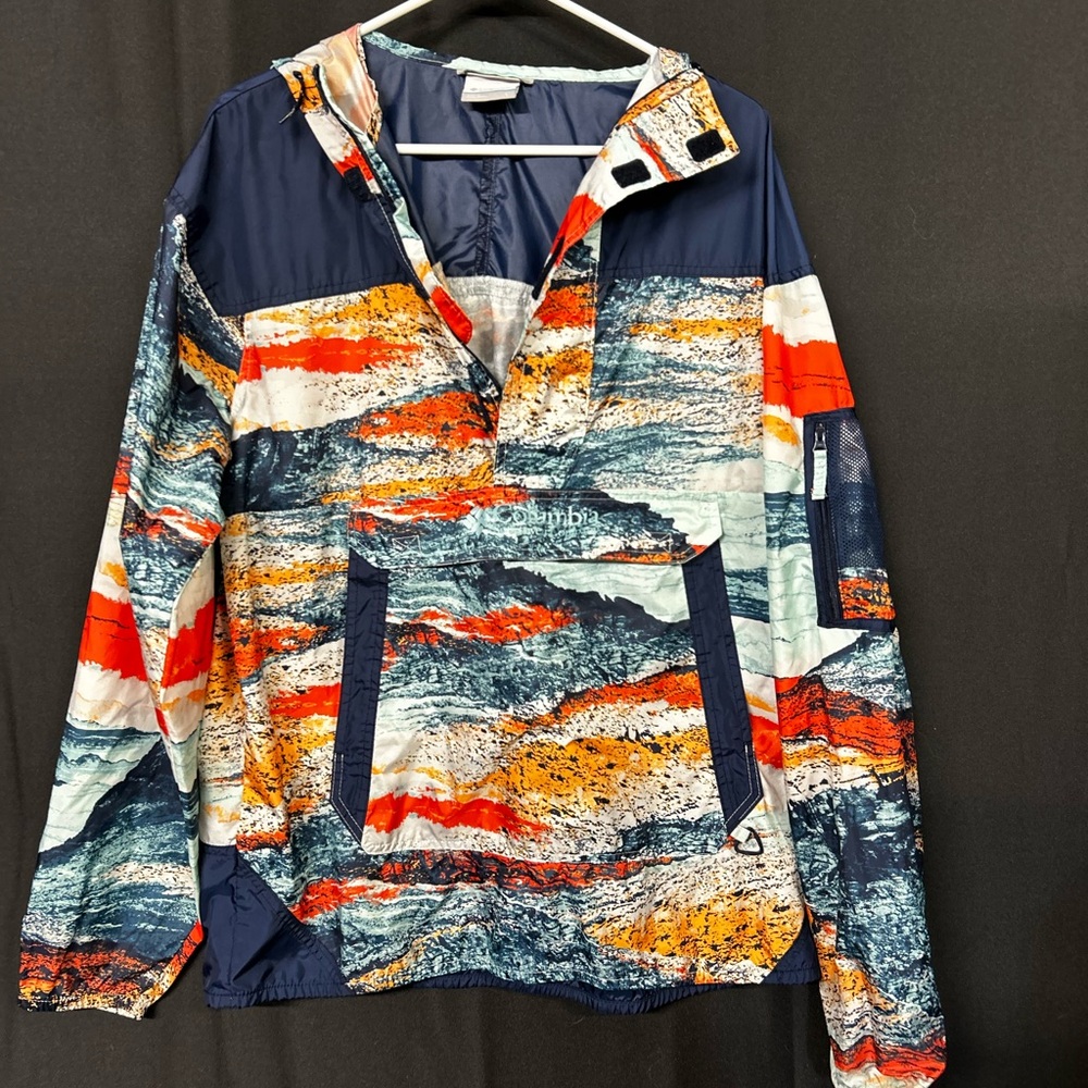 Columbia Navy and Aqua Windbreaker